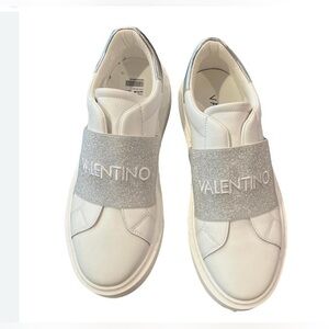 Valentino White and Silver Sneakers